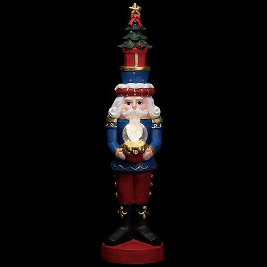 Northlight LED Lighted Nutcracker Soldier with Christmas Tree Floor Decor
