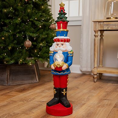 Northlight LED Lighted Nutcracker Soldier with Christmas Tree Floor Decor
