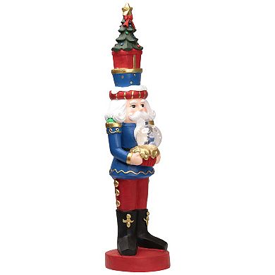Northlight LED Lighted Nutcracker Soldier with Christmas Tree Floor Decor