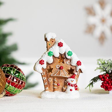 Northlight LED Lighted Gingerbread House with Snowman Christmas Decoration