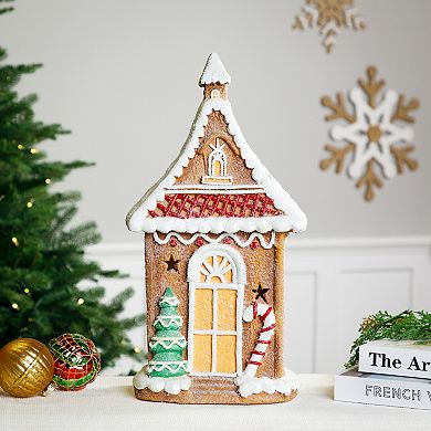 Northlight LED Lighted Gingerbread House with Christmas Tree & Candy Cane Decoration