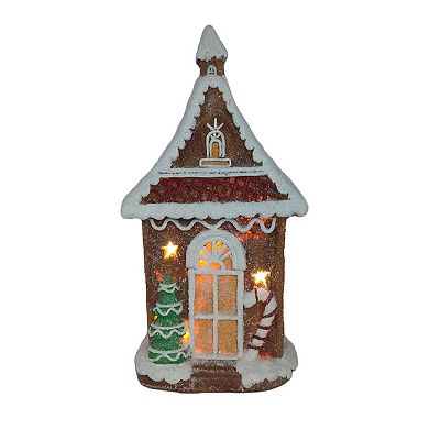 Northlight LED Lighted Gingerbread House with Christmas Tree & Candy Cane Decoration