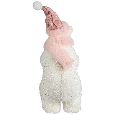 Northlight Glittery Polar Bear In Winter Hat Christmas Figurine