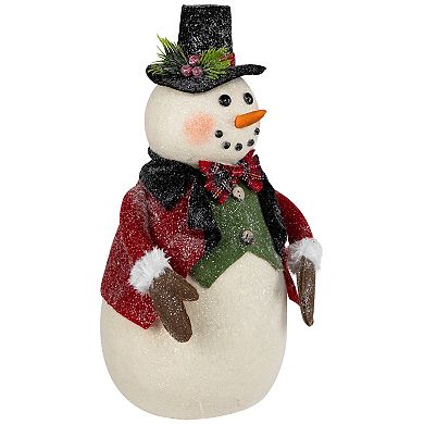 Northlight Glittered Snowman with Vest & Bow Tie Christmas Figure