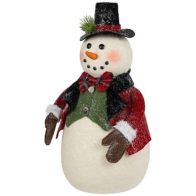 Northlight Glittered Snowman with Vest & Bow Tie Christmas Figure