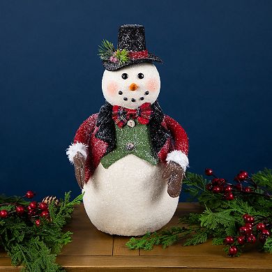 Northlight Glittered Snowman with Vest & Bow Tie Christmas Figure