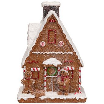 Northlight Frosted Gingerbread House with Gingerbread Man Christmas Table Decor