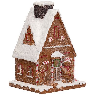Northlight Frosted Gingerbread House with Gingerbread Man Christmas Table Decor