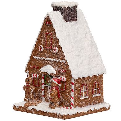 Northlight Frosted Gingerbread House with Gingerbread Man Christmas Table Decor