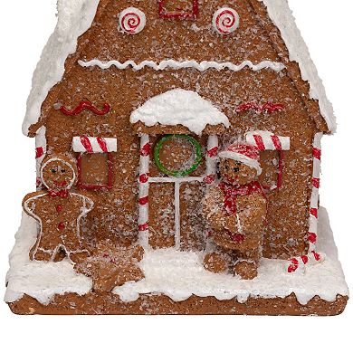 Northlight Frosted Gingerbread House with Gingerbread Man Christmas Table Decor