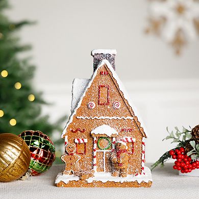 Northlight Frosted Gingerbread House with Gingerbread Man Christmas Table Decor
