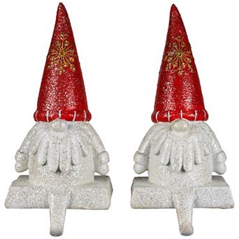 Northlight Glittered Gnome Christmas Stocking Holders 2 pc Set