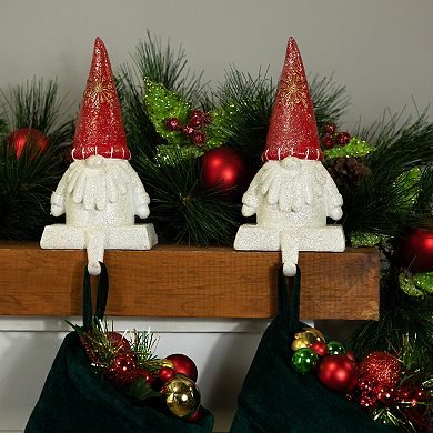 Northlight Glittered Gnome Christmas Stocking Holders 2-piece Set