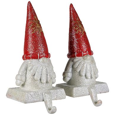 Northlight Glittered Gnome Christmas Stocking Holders 2-piece Set