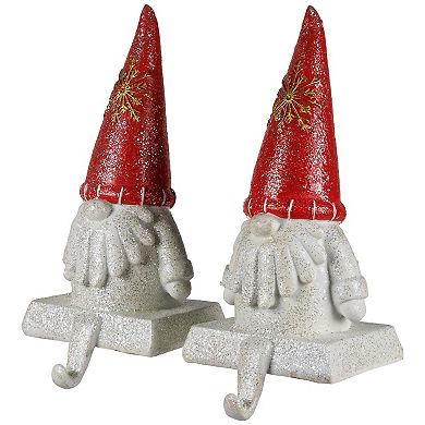 Northlight Glittered Gnome Christmas Stocking Holders 2-piece Set