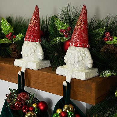 Northlight Glittered Gnome Christmas Stocking Holders 2-piece Set