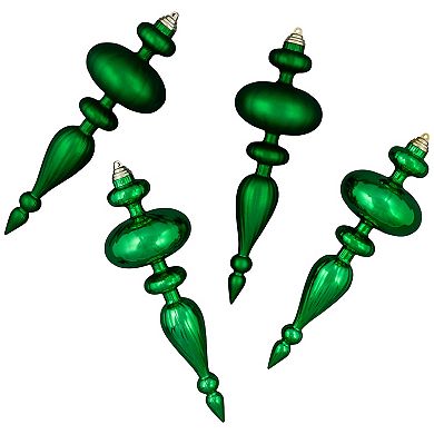 Northlight Shatterproof Finial Green Christmas Ornaments 4-piece Set