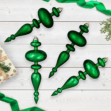 Northlight Shatterproof Finial Green Christmas Ornaments 4-piece Set