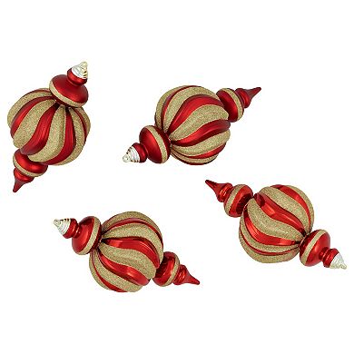 Northlight Shatterproof Finial Red & Gold Christmas Ornaments 4-piece Set