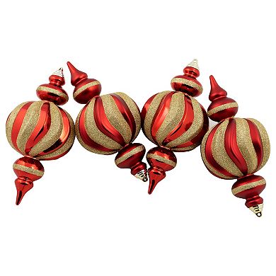 Northlight Shatterproof Finial Red & Gold Christmas Ornaments 4-piece Set