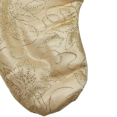 Northlight Gold Glittered Poinsettia Christmas Stocking