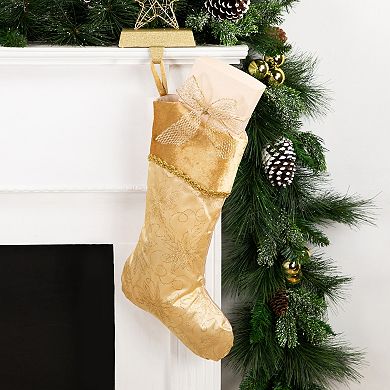 Northlight Gold Glittered Poinsettia Christmas Stocking