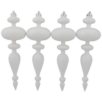 Northlight Shatterproof Finial White Christmas Ornaments 4 pc Set