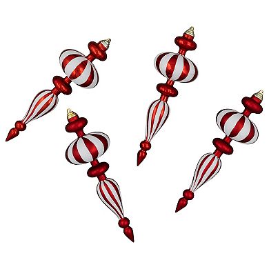 Northlight Shatterproof Finial Red & White Christmas Ornaments 4-piece Set