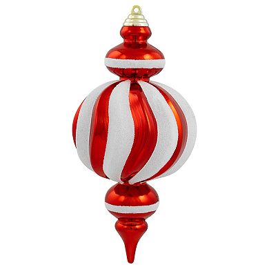 Northlight Shatterproof Finial Red & White Spiral Christmas Ornaments 4-piece Set