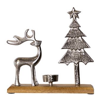 Northlight Reindeer & Tree Metal Christmas Tealight Holder