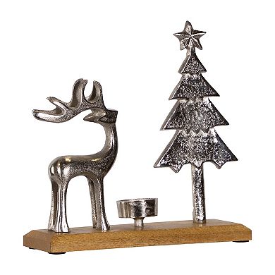 Northlight Reindeer & Tree Metal Christmas Tealight Holder