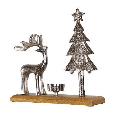 Northlight Reindeer & Tree Metal Christmas Tealight Holder