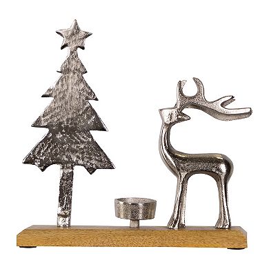 Northlight Reindeer & Tree Metal Christmas Tealight Holder