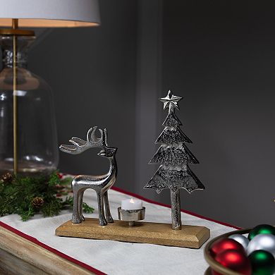Northlight Reindeer & Tree Metal Christmas Tealight Holder