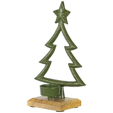 Northlight Winter Tree with Star Topper Metal Christmas Tealight Holder