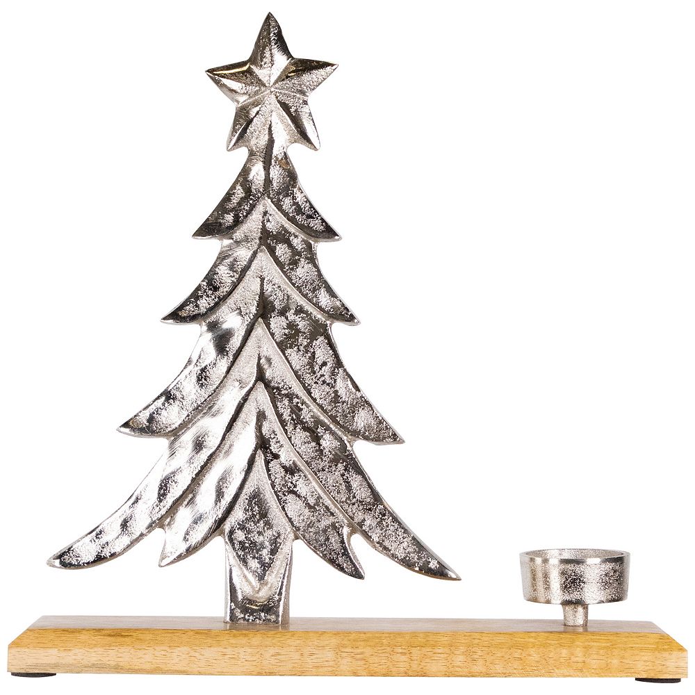 Star Christmas Tea Light Holder with Mistletoe Design