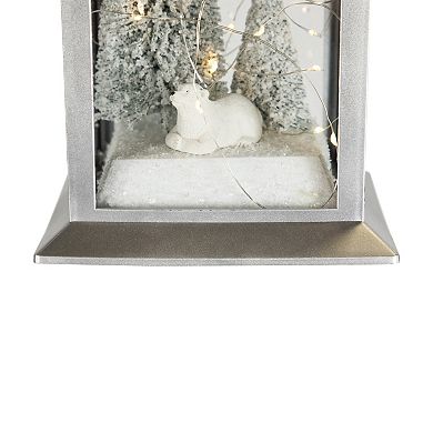 Northlight LED Lighted Polar Bear & Flocked Trees Christmas Lantern