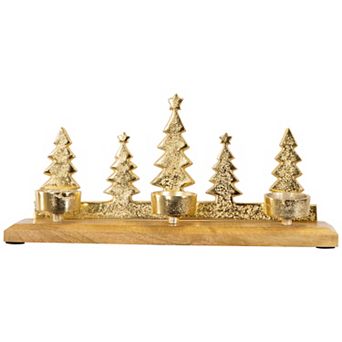 Northlight Pine Tree Quintet Christmas Metal Tealight Holder