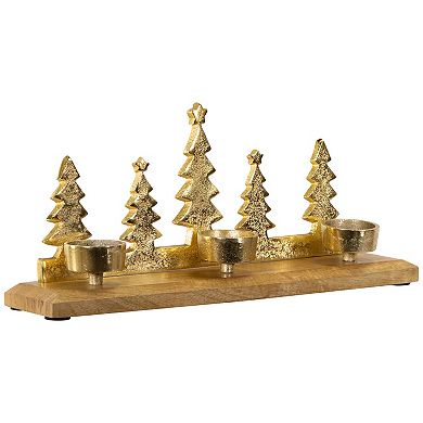 Northlight Pine Tree Quintet Christmas Metal Tealight Holder