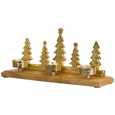 Northlight Pine Tree Quintet Christmas Metal Tealight Holder