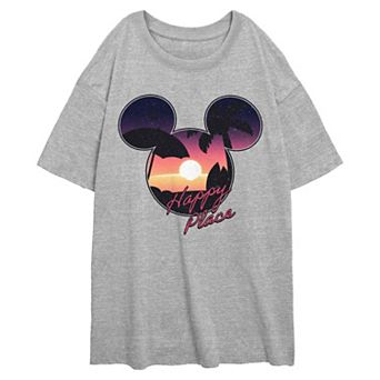 Disney's Mickey Mouse Sunset Happy Place Juniors' Oversized Graphic Tee