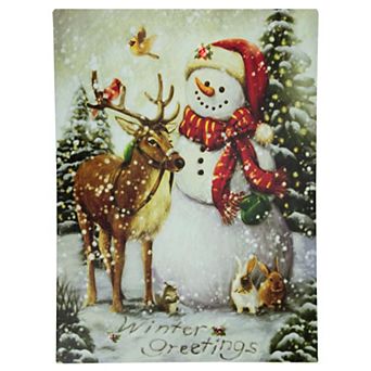 Northlight LED Snowman & Reindeer Christmas Canvas Wall Art