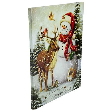 Northlight LED Snowman & Reindeer Christmas Canvas Wall Art