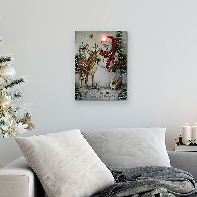 Northlight LED Snowman & Reindeer Christmas Canvas Wall Art
