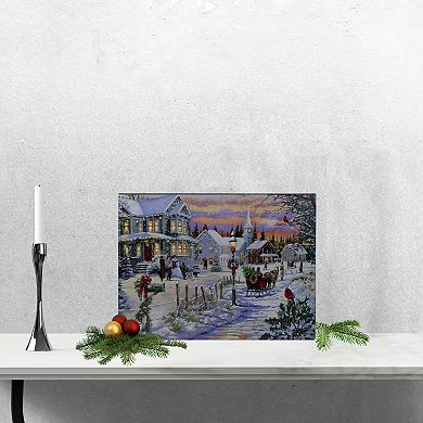 Northlight LED Fiber Optic Snowy Christmas Village Canvas Wall Art