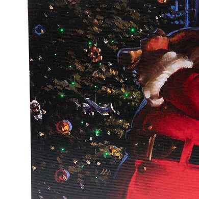 Northlight LED Jolly Santa Claus with Gift Bag Christmas Canvas Wall Art