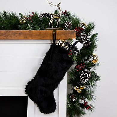 Northlight Faux Fur Christmas Stocking with Pom Poms