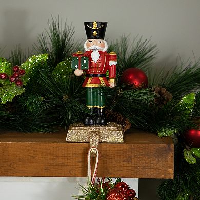 Northlight Glittered Nutcracker Soldier with Gift Christmas Stocking Holder