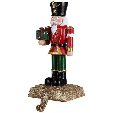 Northlight Glittered Nutcracker Soldier with Gift Christmas Stocking Holder