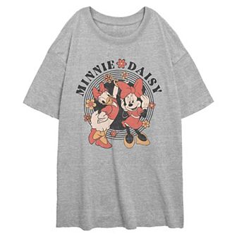 Disney's Minnie Mouse And Daisy Duck Flower Ladies Juniors' Oversized Graphic Tee
